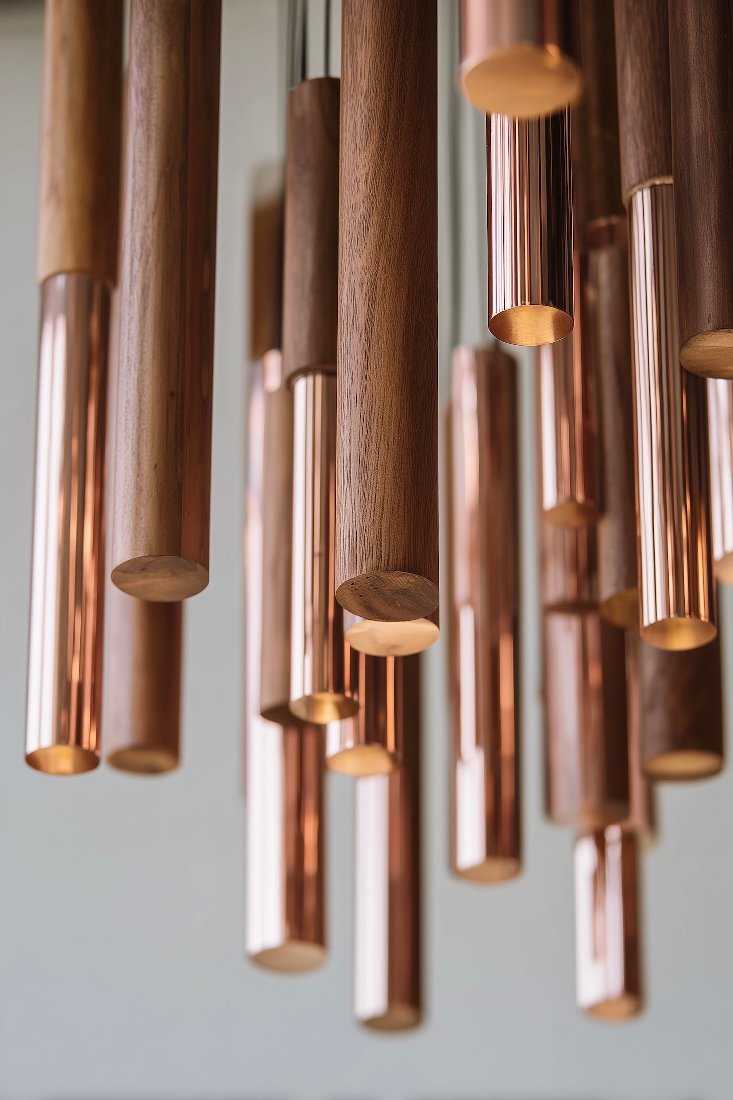 suspension design cuisine bois cuivre