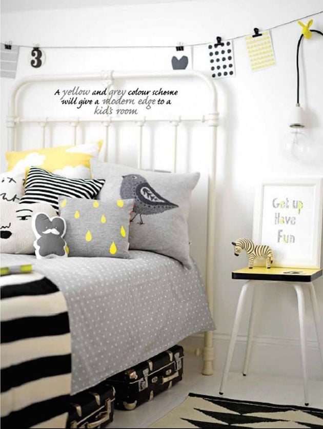 chambre jaune et gris idee deco