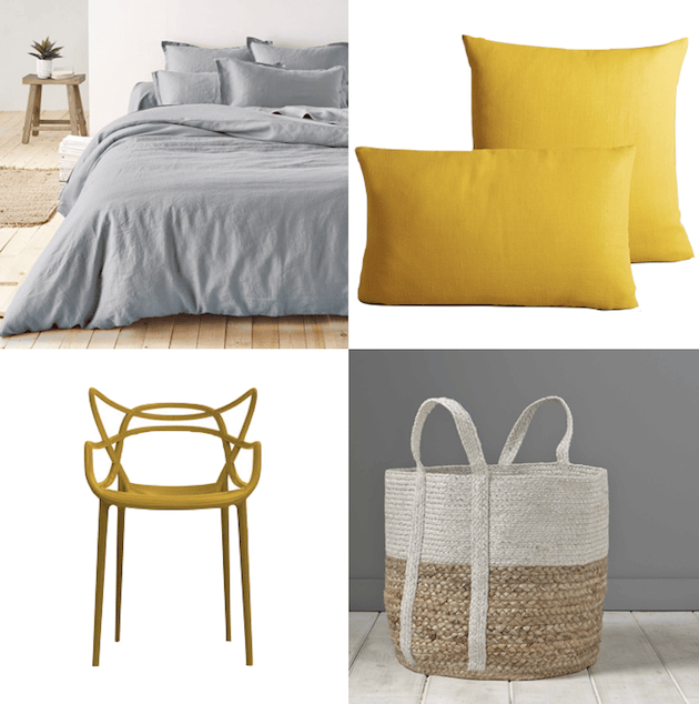 chambre jaune et gris idee deco 