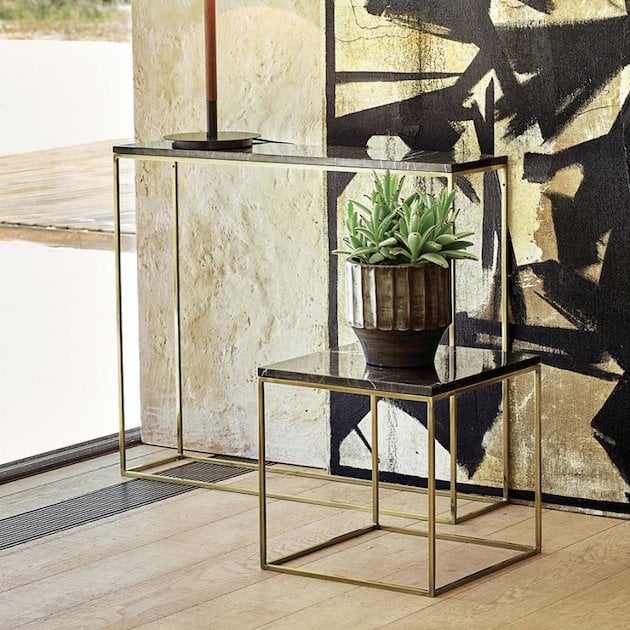 buffet console laiton et marbre noir