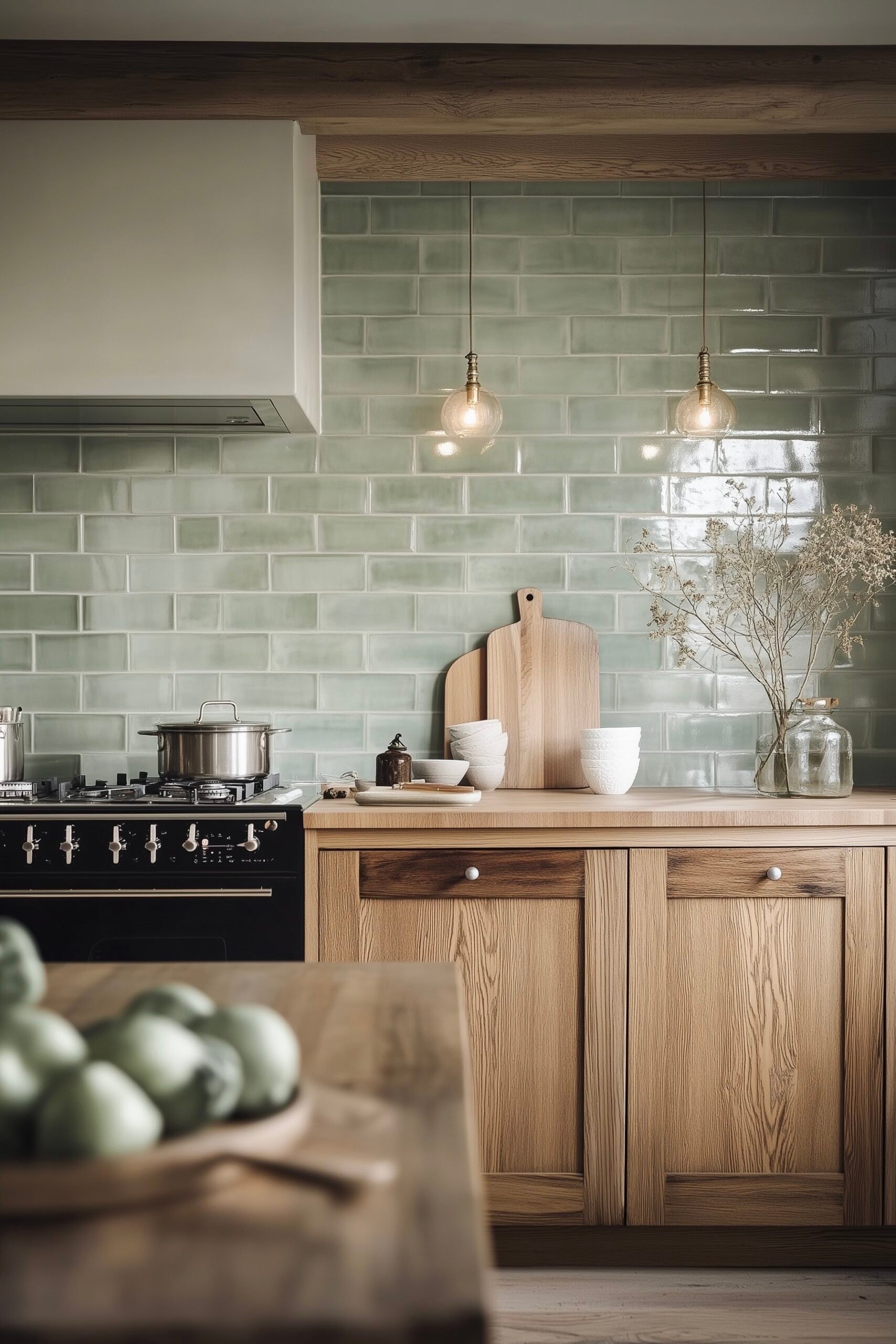 tendance déco intemporelle zellige carrelage brillant vert d'eau