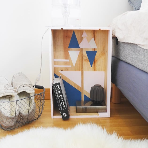 Deco caisse a vin table de nuit DIY Clem Around The Corner