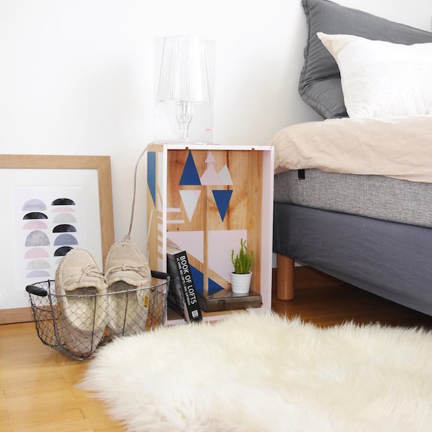 Deco caisse a vin table de nuit DIY Clem Around The Corner