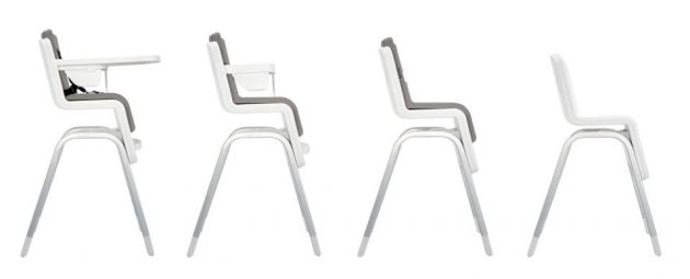 Chaise haute originale bébé hauteur adaptable pivotante blanche gris style industriel déco