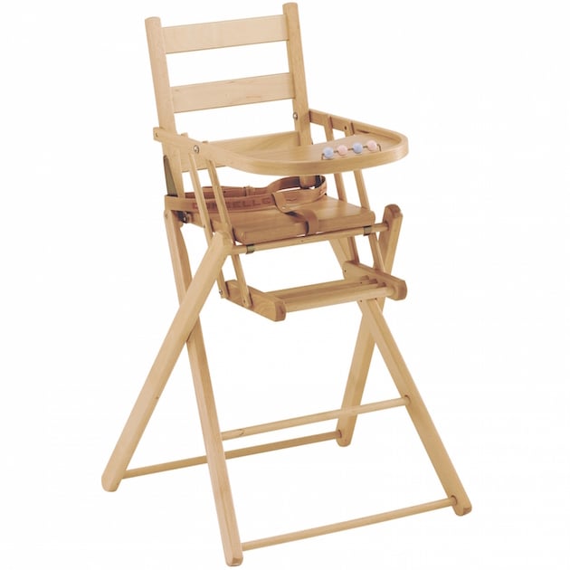 Chaise de repas pour bébé en bois vintage