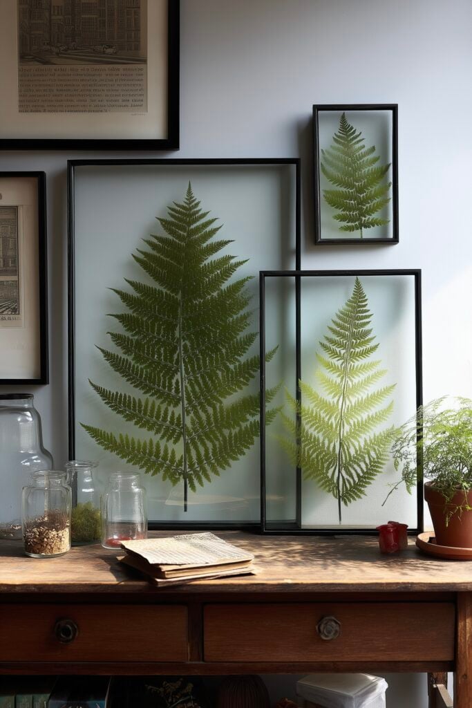 cadres verre déco nature diy feuilles de fougère