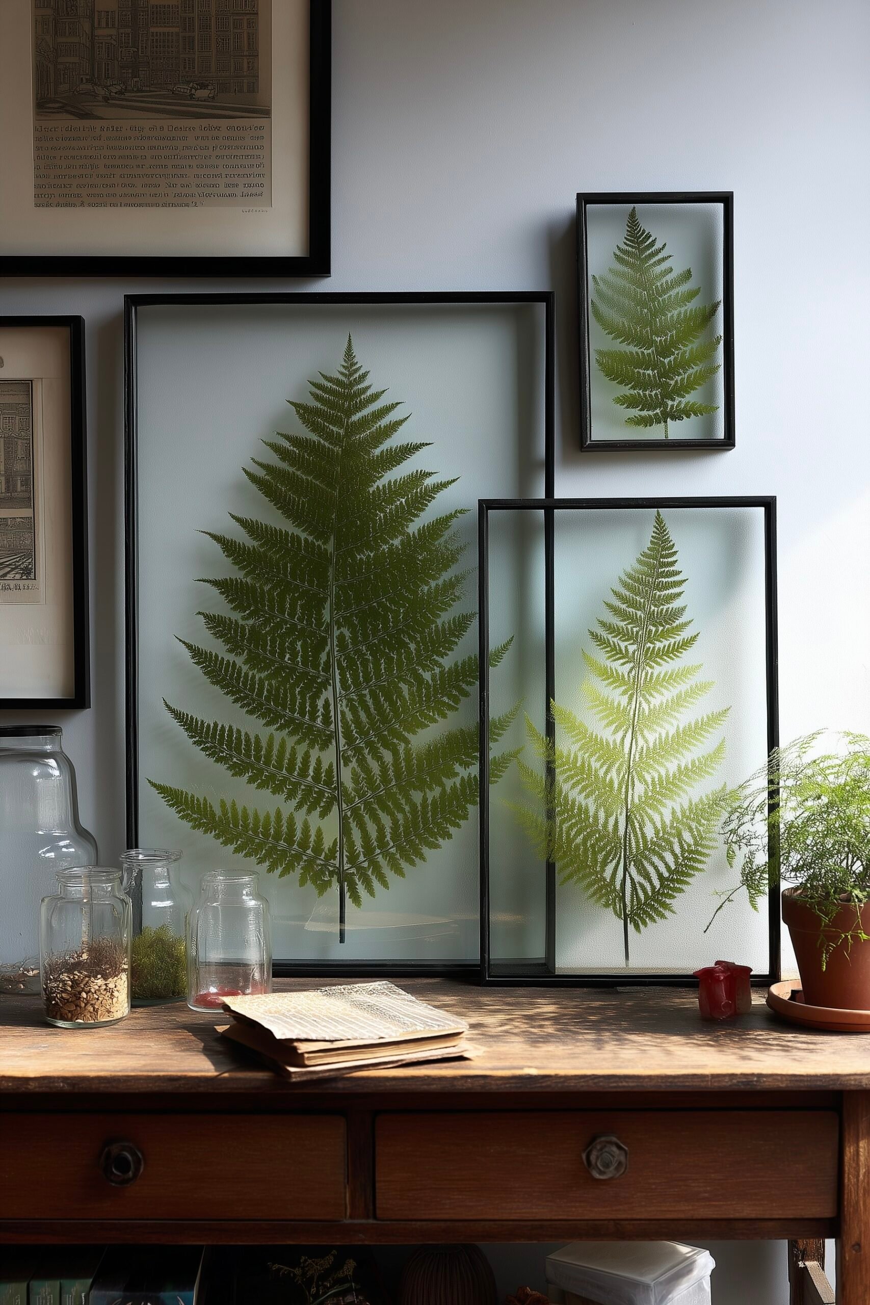 cadres verre déco nature diy feuilles de fougère