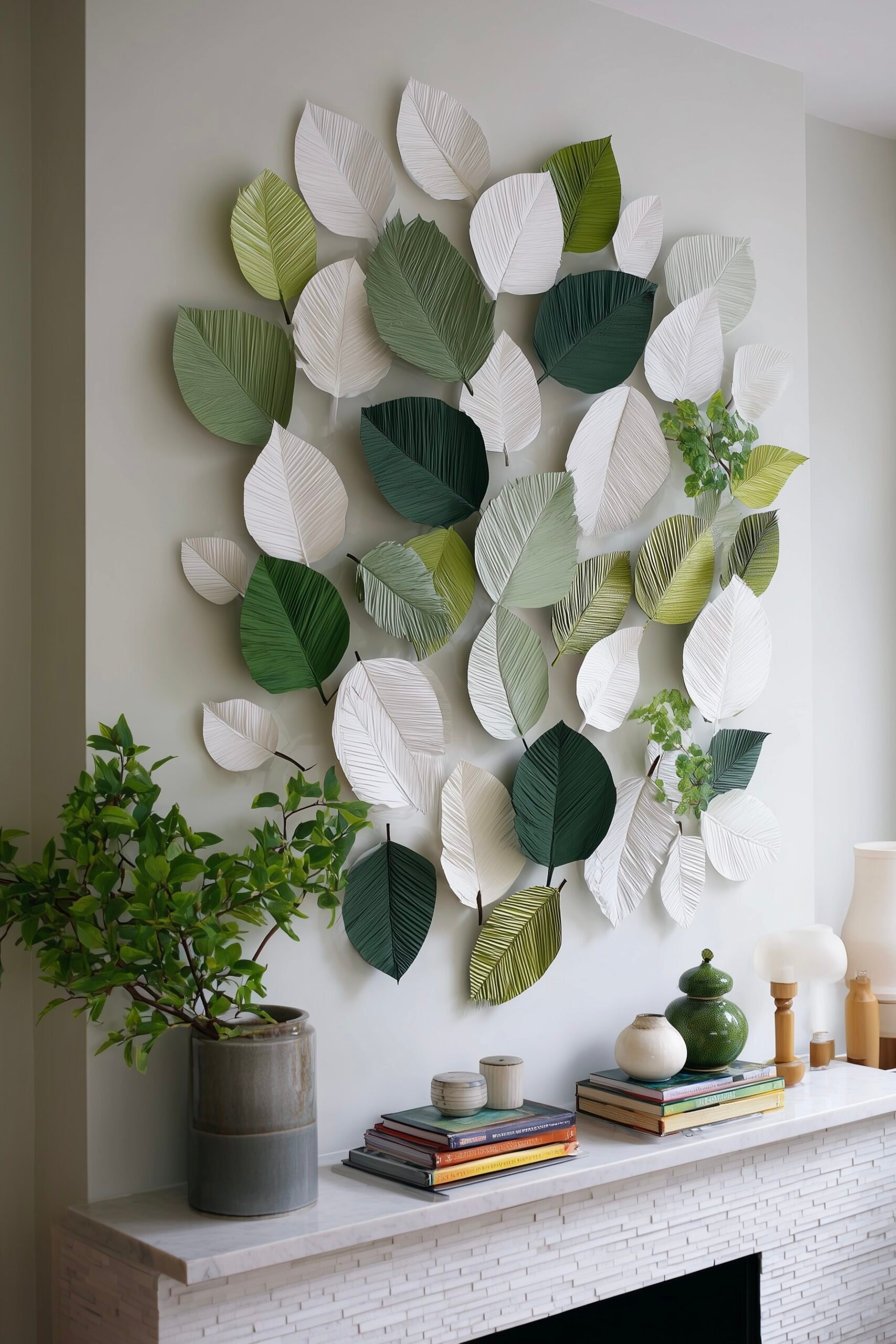 décoration murale déco nature diy feuilles papier