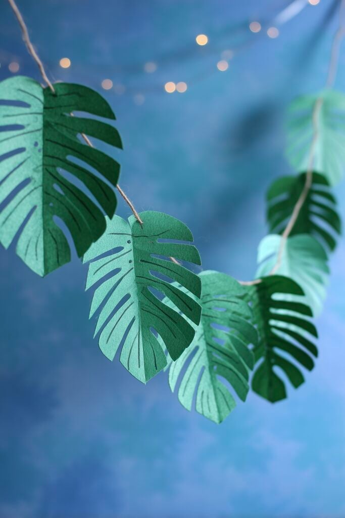 guirlande déco nature diy feuilles monstera papier
