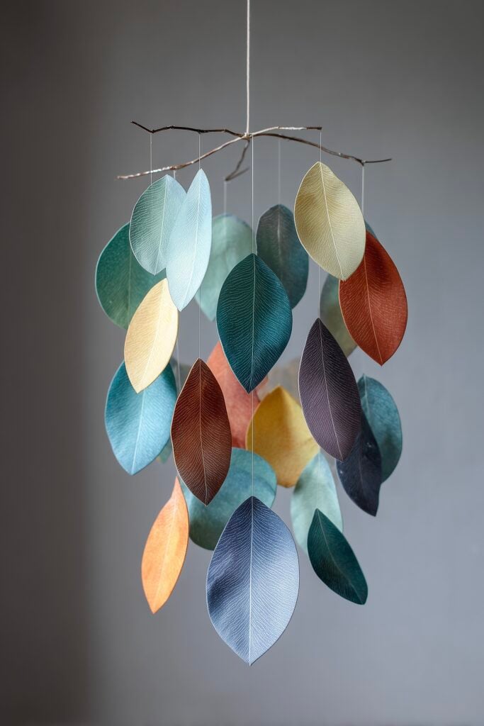 mobile déco nature diy feuilles multicolores