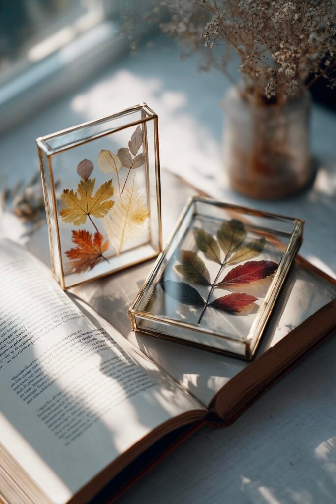 petits cadres transparents feuilles automne