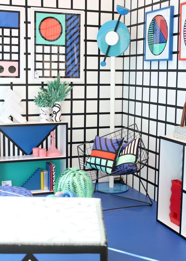 lampe bleu style memphis design