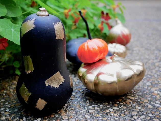 alternative à la citrouille Halloween diy decoration courge peinte