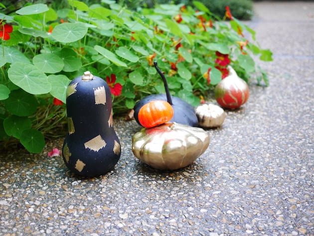 alternative à la citrouille Halloween diy decoration courge peinte