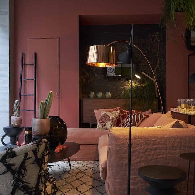 salon mur rose canape lin rose ampm