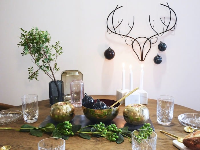 Table Noel bleu et dore ClemAroundTheCorner.com