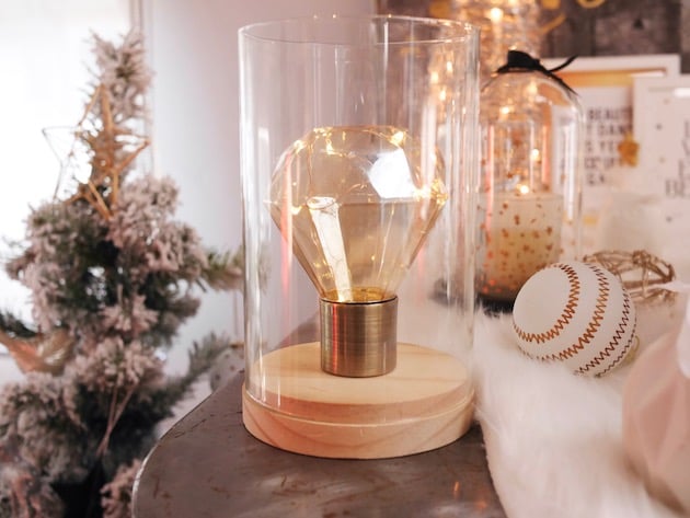 table noel blanc et or lampe ampoule