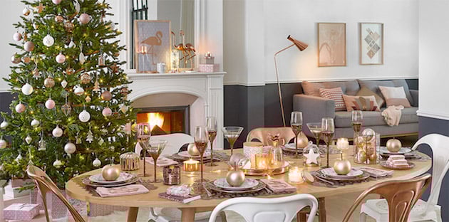 table noel blanc et or argent