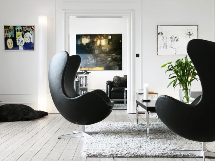 arne jacobsen fauteuil egg chair cuir noir