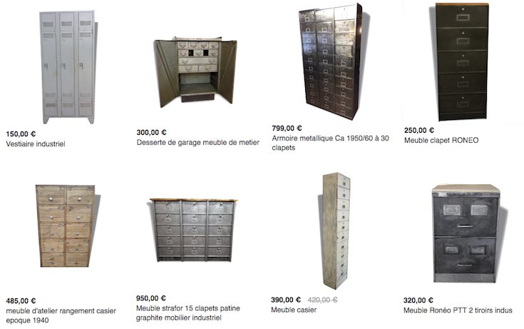 armoire métallique style années 30 grand casier industriel