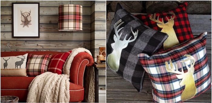 decoration de montagne motif tete de cerf silhouette