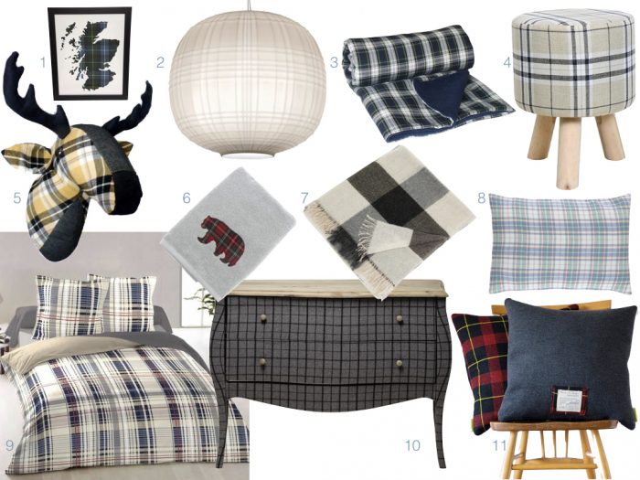 la déco tartan plaid pour la chambre laine cachemire