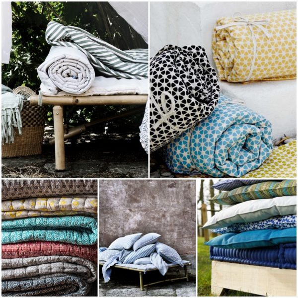 boutis sur matelas de sieste jardin rotin deco