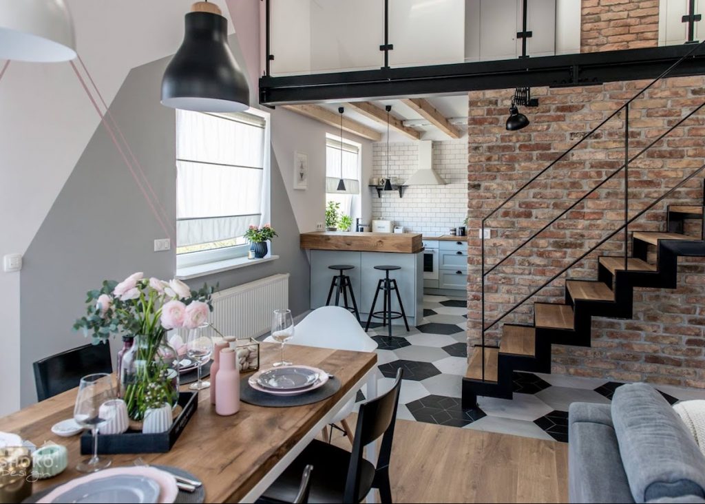 loft scandinave et industriel cuisine ouverte