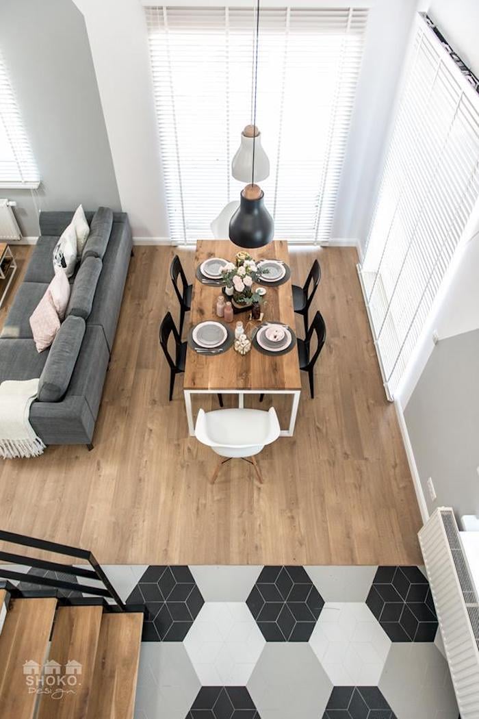 salle a manger scandinave vue de haut