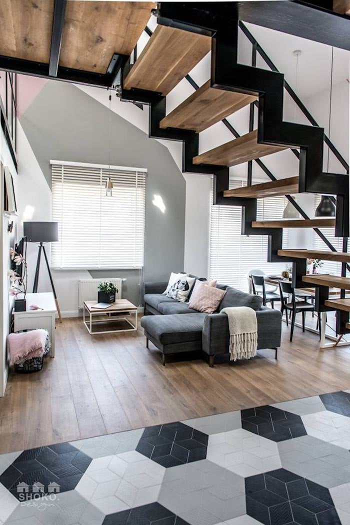 loft scandinave et industriel salon