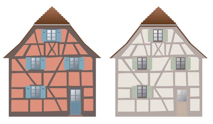 couleur maison en Alsace Strasbourg peinture facade colombages