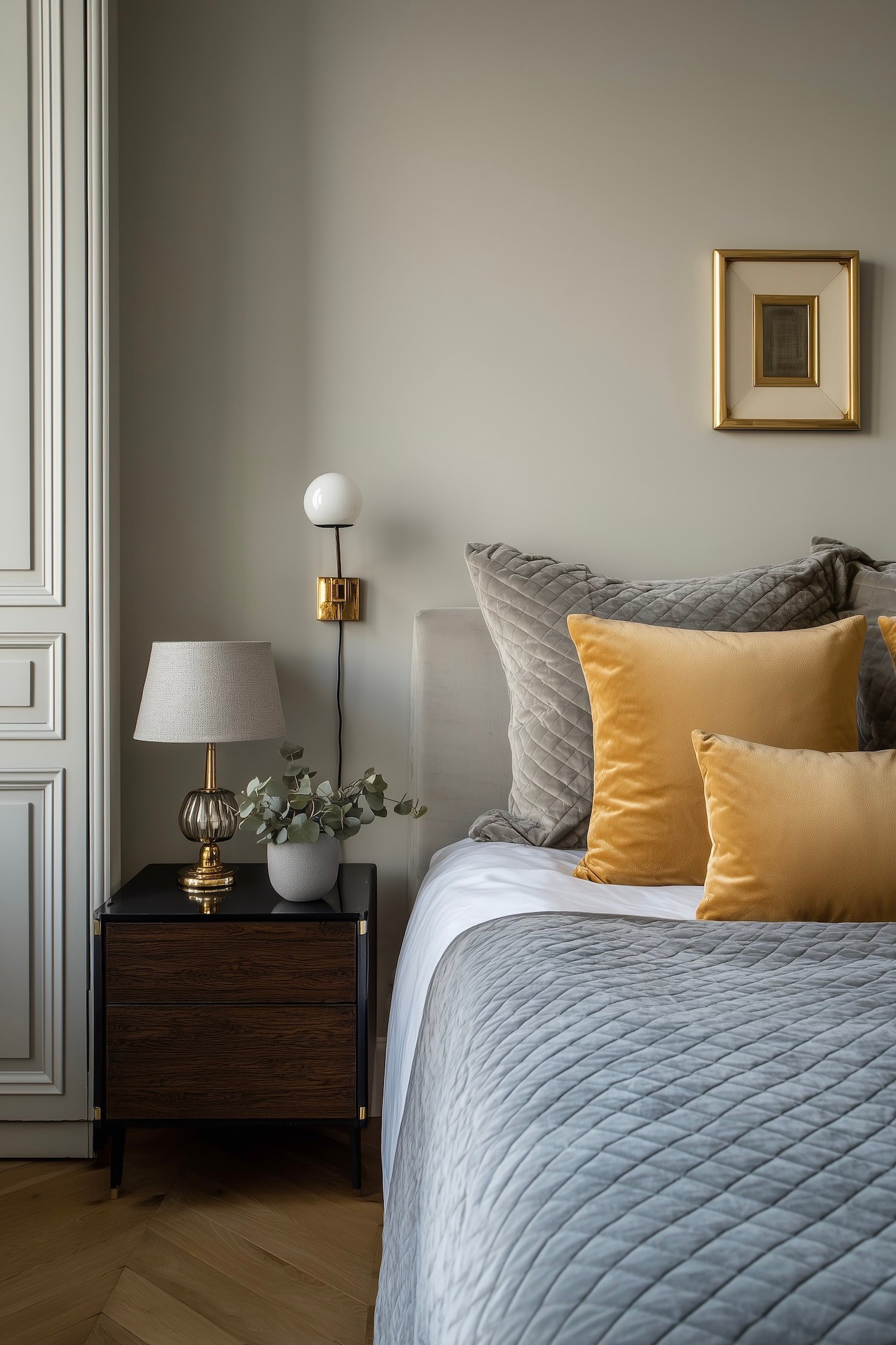 chambre jaune moutarde mur vert poussièreux