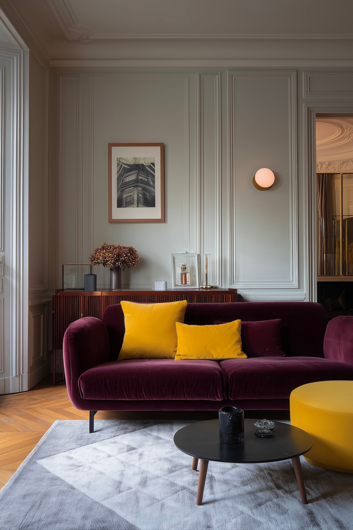 inspiration salon coloré chic teintes sourdes