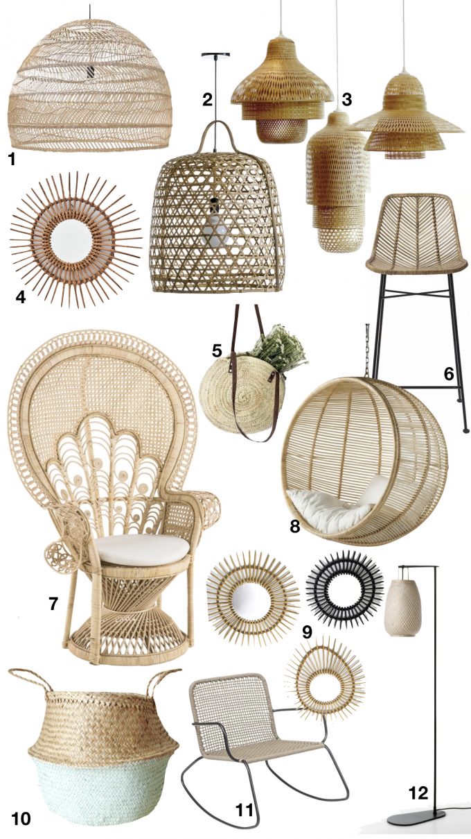 deco rotin osier palmier bambou lampe lampadaire suspension sac fauteuil suspendu chaise blog déco clemaroundthecorner