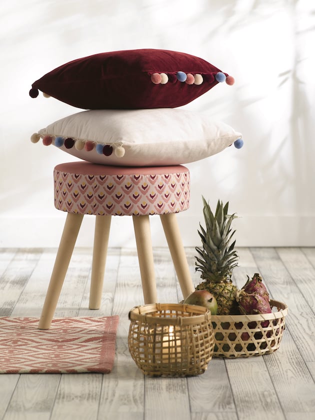 tati deco coussin velours blanc rouge