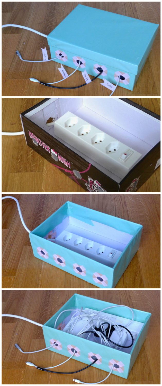 boîte bureau pour cacher des fils électriques