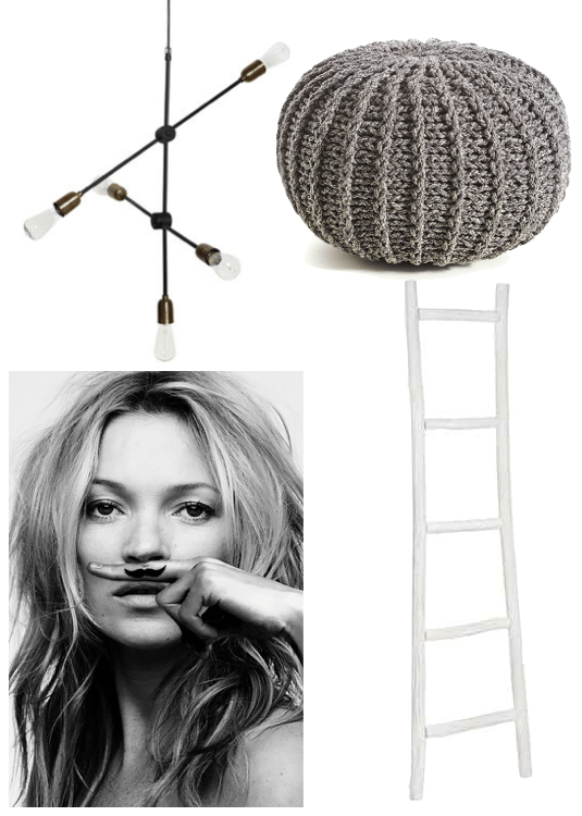 maison jaune decoration affiche kate moss moustache