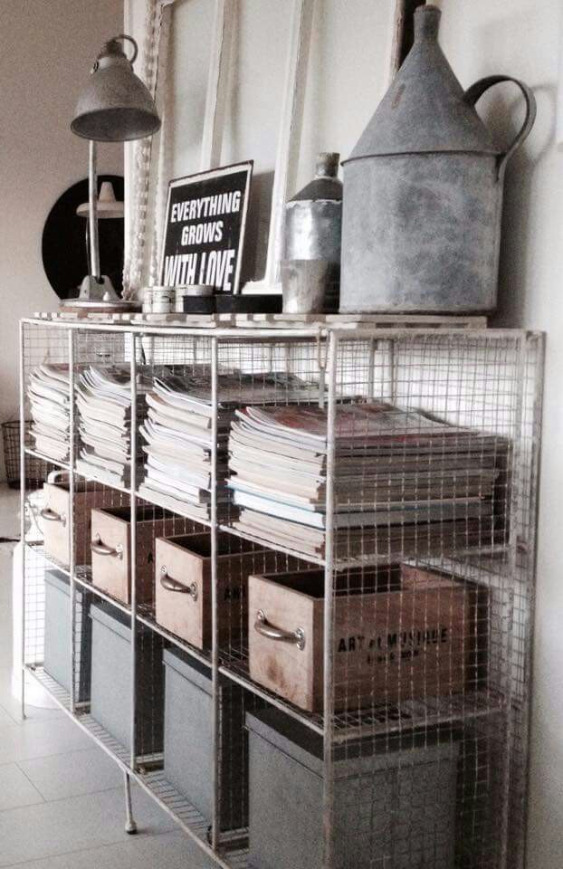 meuble de rangement style loft étagère grillage récup - blog déco - clem around the corner