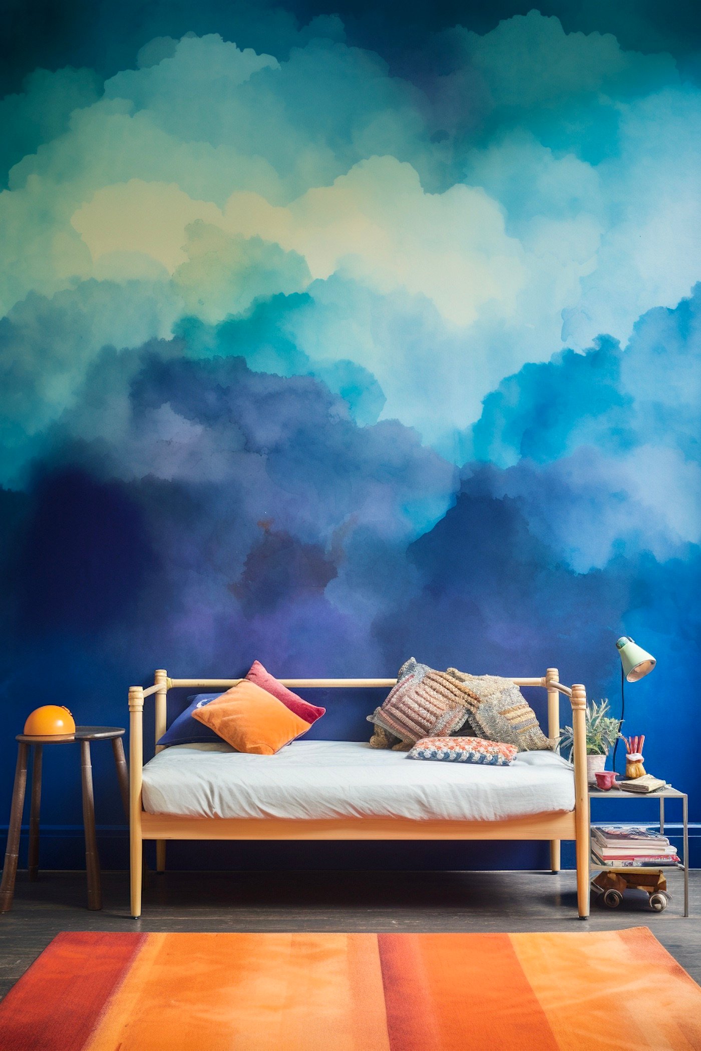 chambre enfant papier-peint tie and dye multicolore