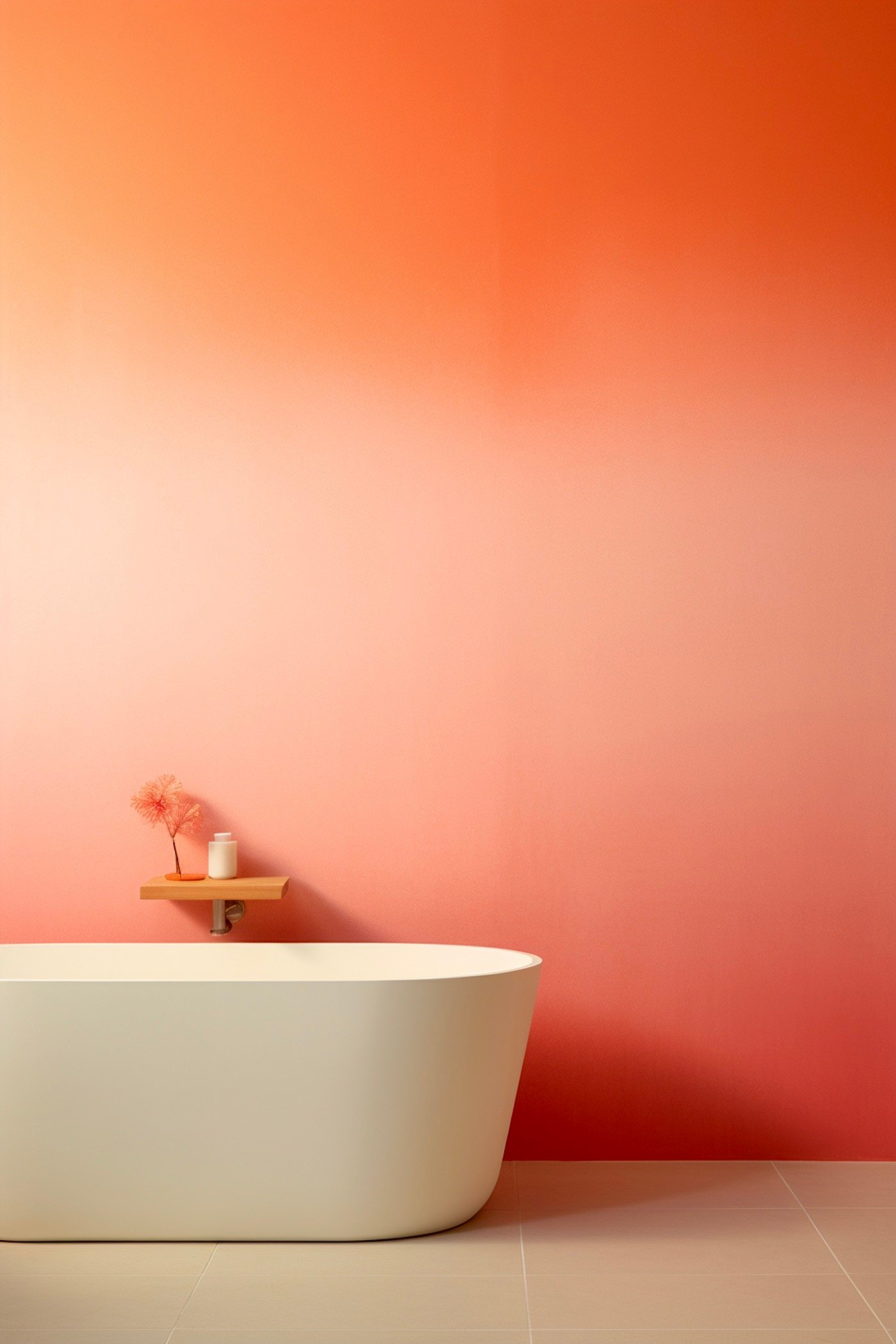 salle de bains peinture dégradé surprenant orange coral fushia