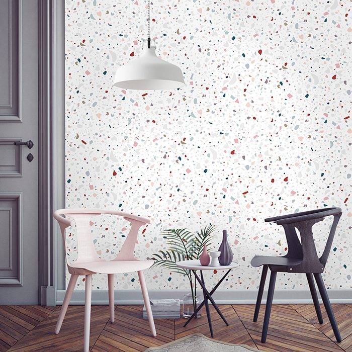 papier peint effet mouchete marbre terrazzo granito pierre