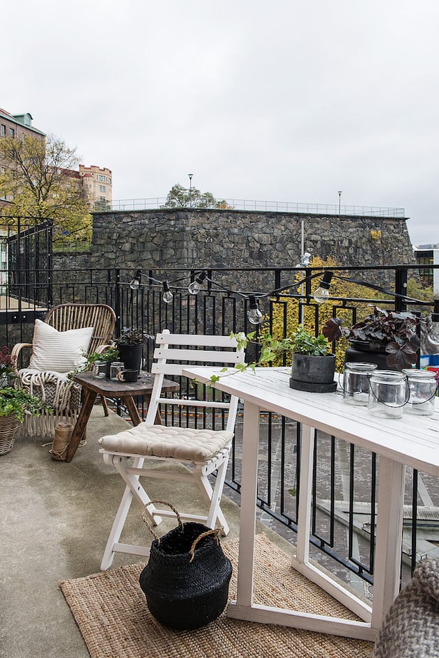 balcon amenage decoration hygge suede