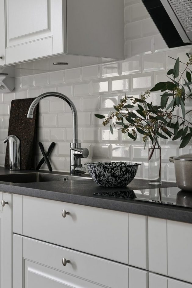 cuisine blanche carrelage metro minimalisme scandinave