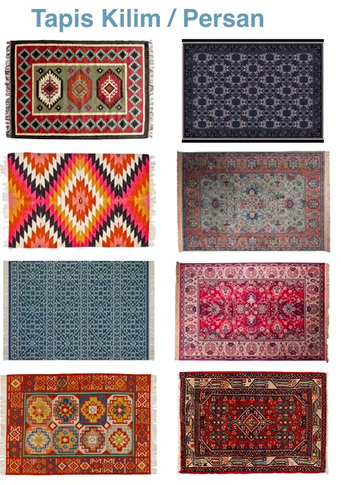 comparaison motif tapis persan et kilim couleurs