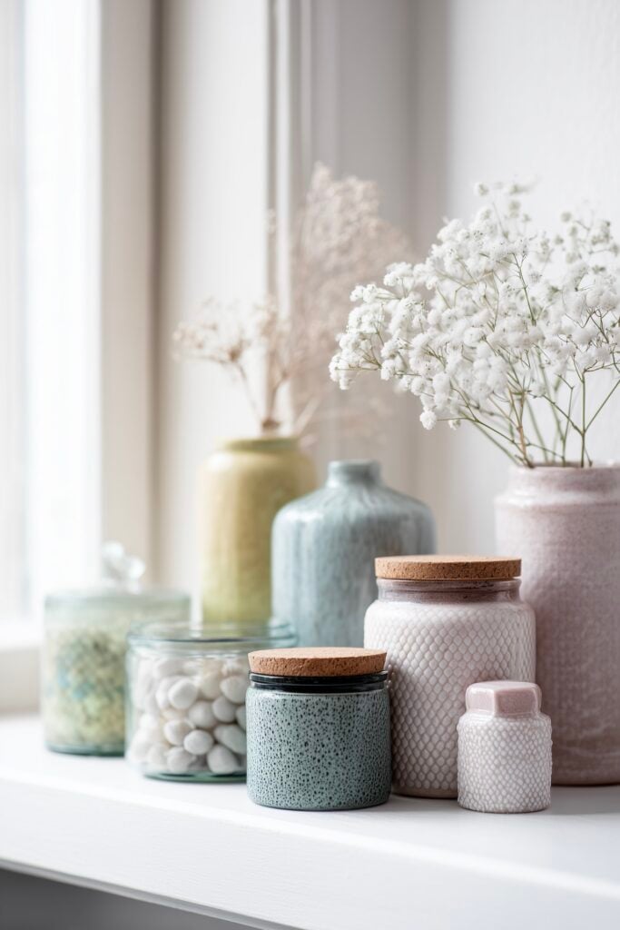 bocaux verre céramique décoration nordique couleur pastel