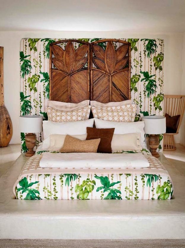 pan mur chambre tropicale vert assorti