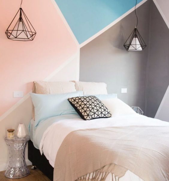 dessiner une tete de lit en peinture sur le mur de la chambre