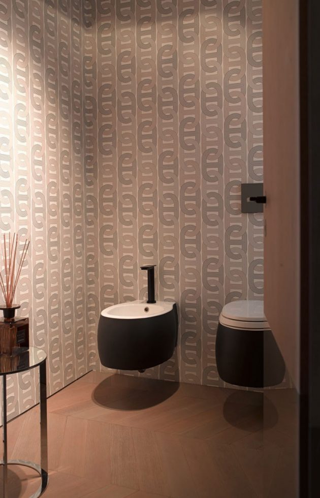 wc suspendu déco art déco papier peint retro