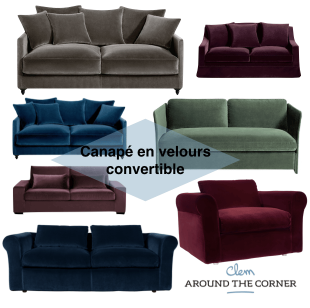 canapé en velours convertible clemaroundthecorner