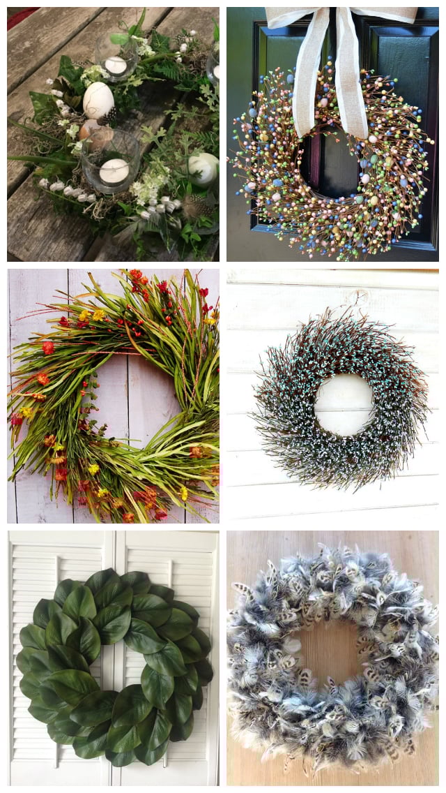 deco porte entree couronne de fleurs pour le printemps diy